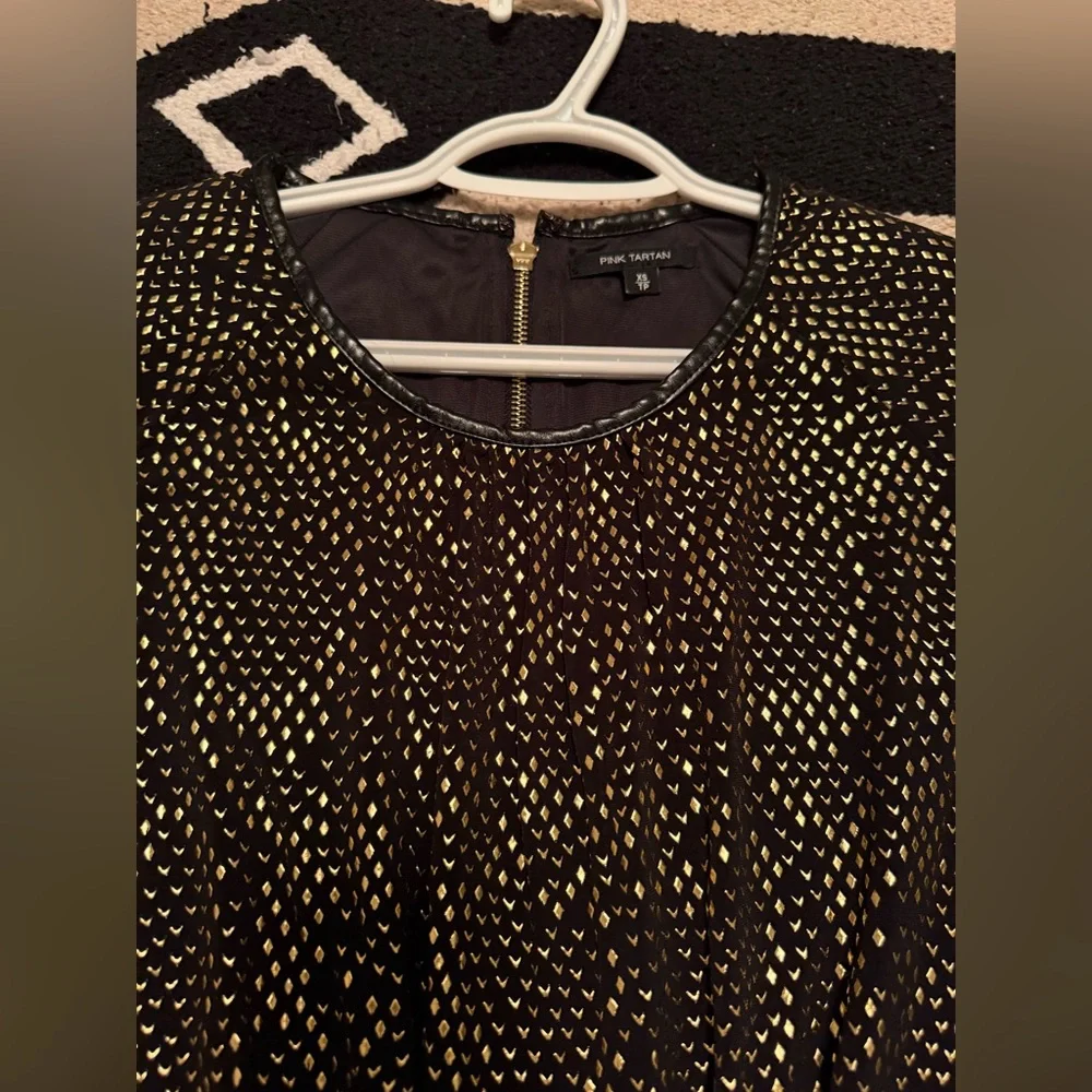 Pink Tartan Black and Gold Patterned Dress - Picture 4 of 9